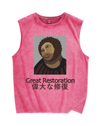 Great restoration Vintage Distressed Washed Tank Top