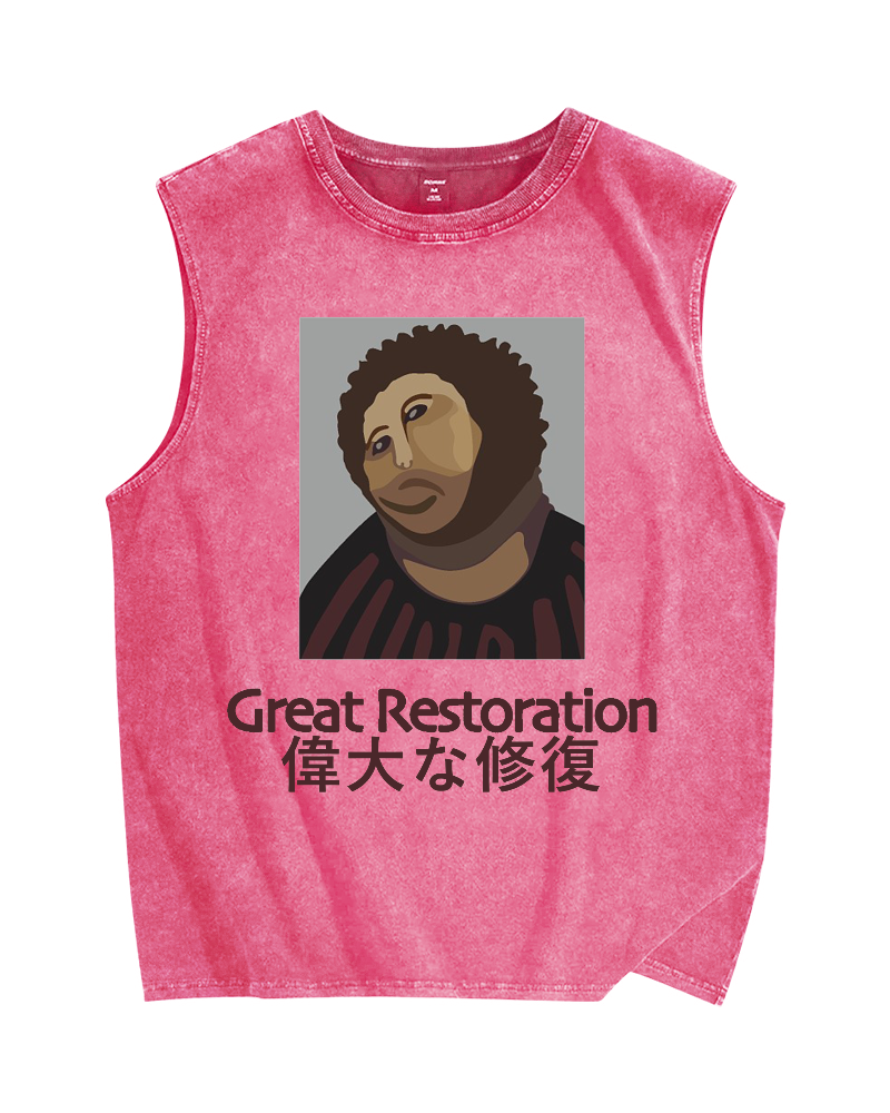 Great restoration Vintage Distressed Washed Tank Top
