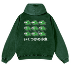 Fish Vintage Washed Cotton Back Art Hoodie