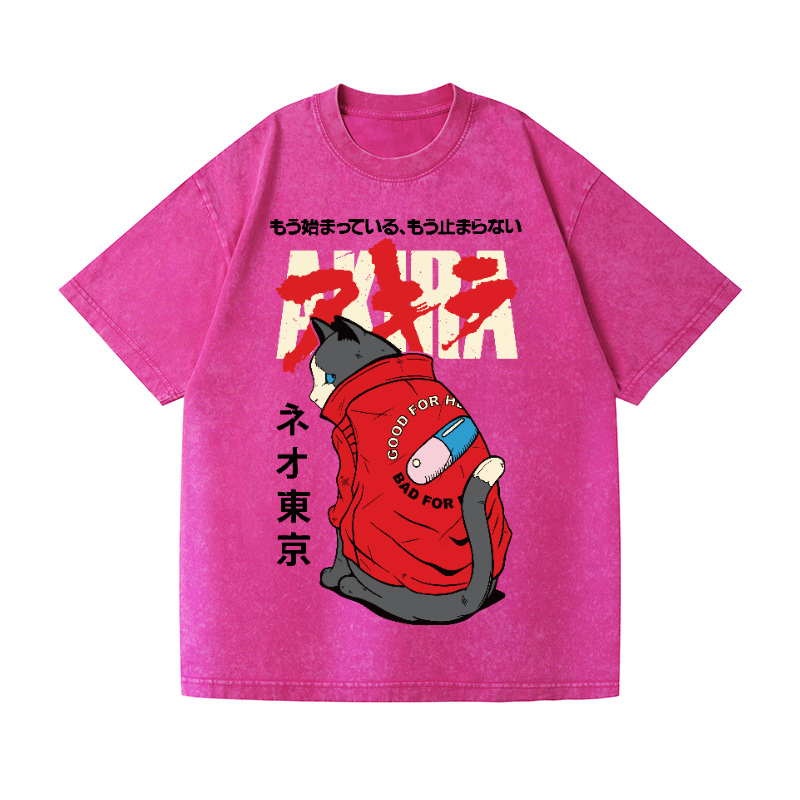 Akira Cat Vintage Wash Japanese Design T-Shirt