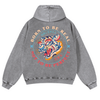 Tiger Vintage Washed Cotton Back Art Hoodie