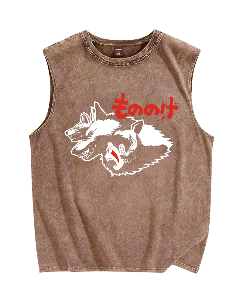 Mononoke Vintage Distressed Washed Tank Top
