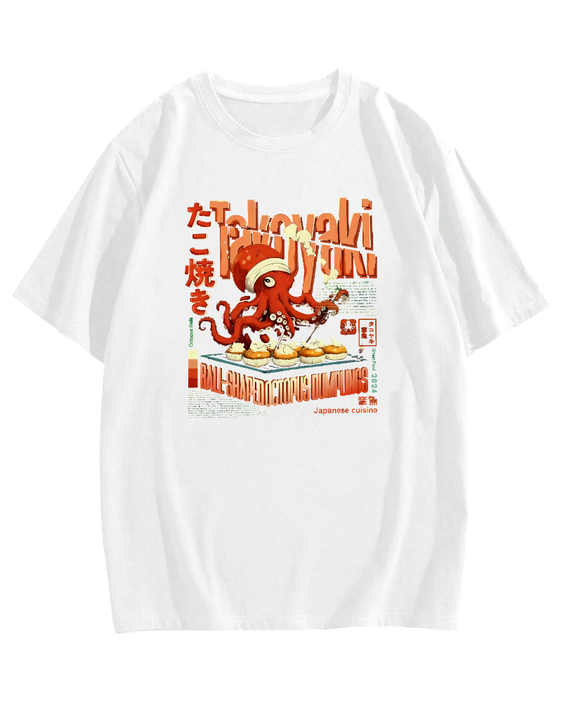 Amare Box Octopus BBQ Japanese style Cotton casual T-shirt