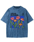 Summer Flower Art Japanese Style Vintage Washed T-shirt