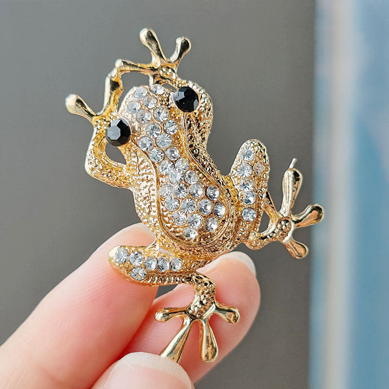 Stylish & Versatile Diamond Frog Pin