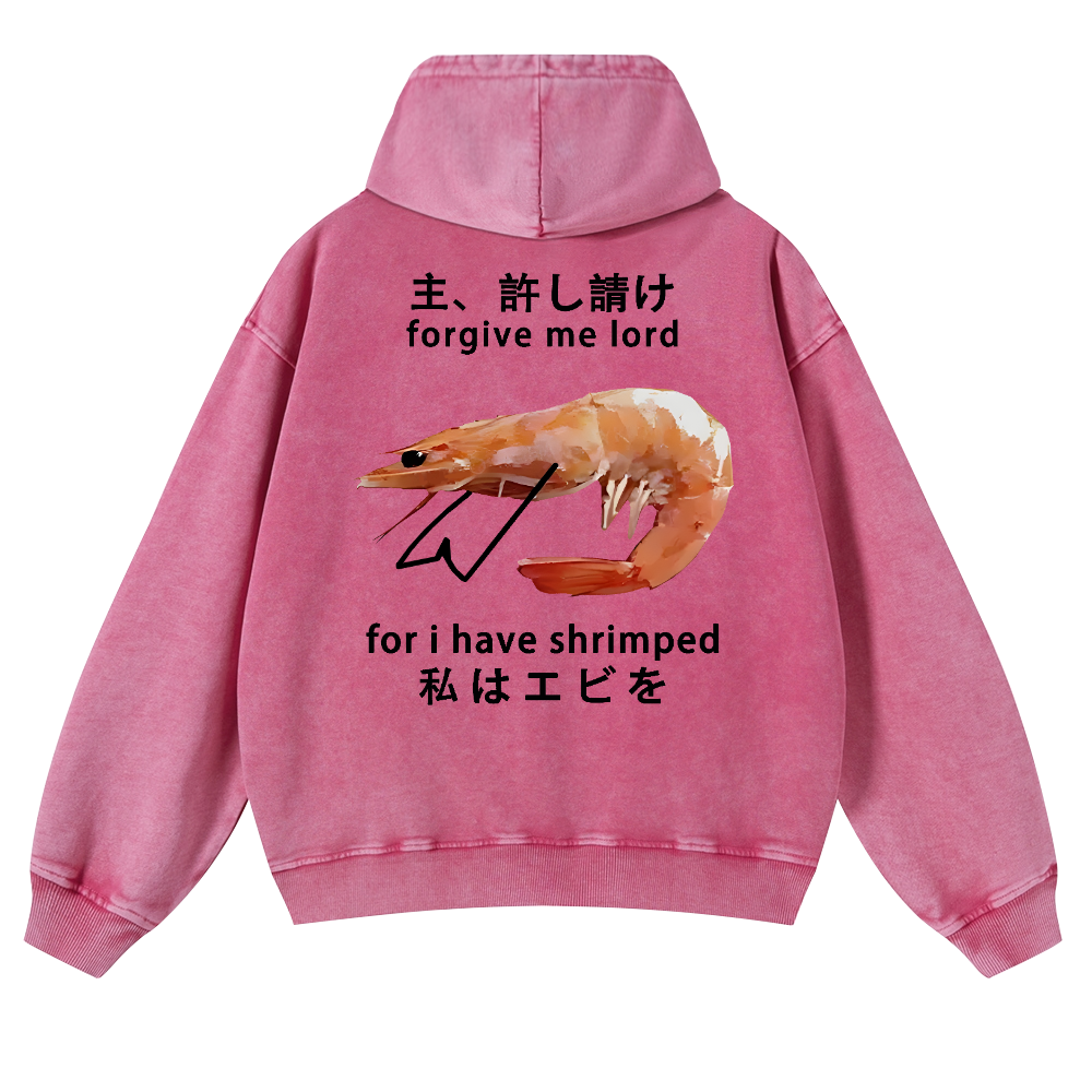 Shrimp Vintage Washed Cotton Back Art Hoodie