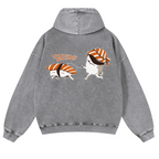 Sushi Vintage Washed Cotton Back Art Hoodie