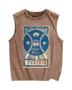 Retro Baseball Stamp Vintage Distressed Washed Tank Top