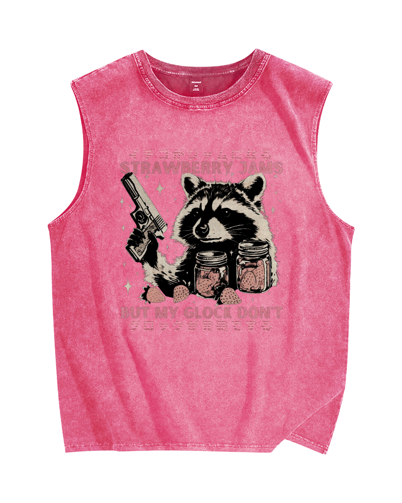 Strawberry Jam and Glock Vintage Distressed Washed Tank Top