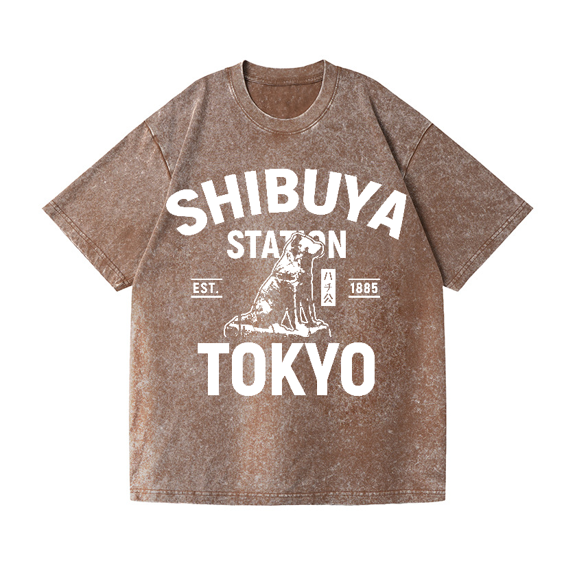 Shibuya Hachiko Vintage Wash Japanese Design T-Shirt