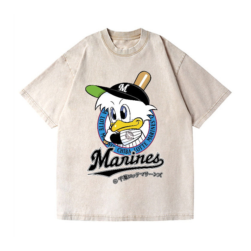 Chiba Lotte Marines Baseball Vintage Wash Japanese Design T-Shirt