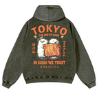 Sushi Vintage Washed Cotton Back Art Hoodie