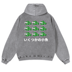 Fish Vintage Washed Cotton Back Art Hoodie