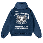 Octopus Vintage Washed Cotton Back Art Hoodie