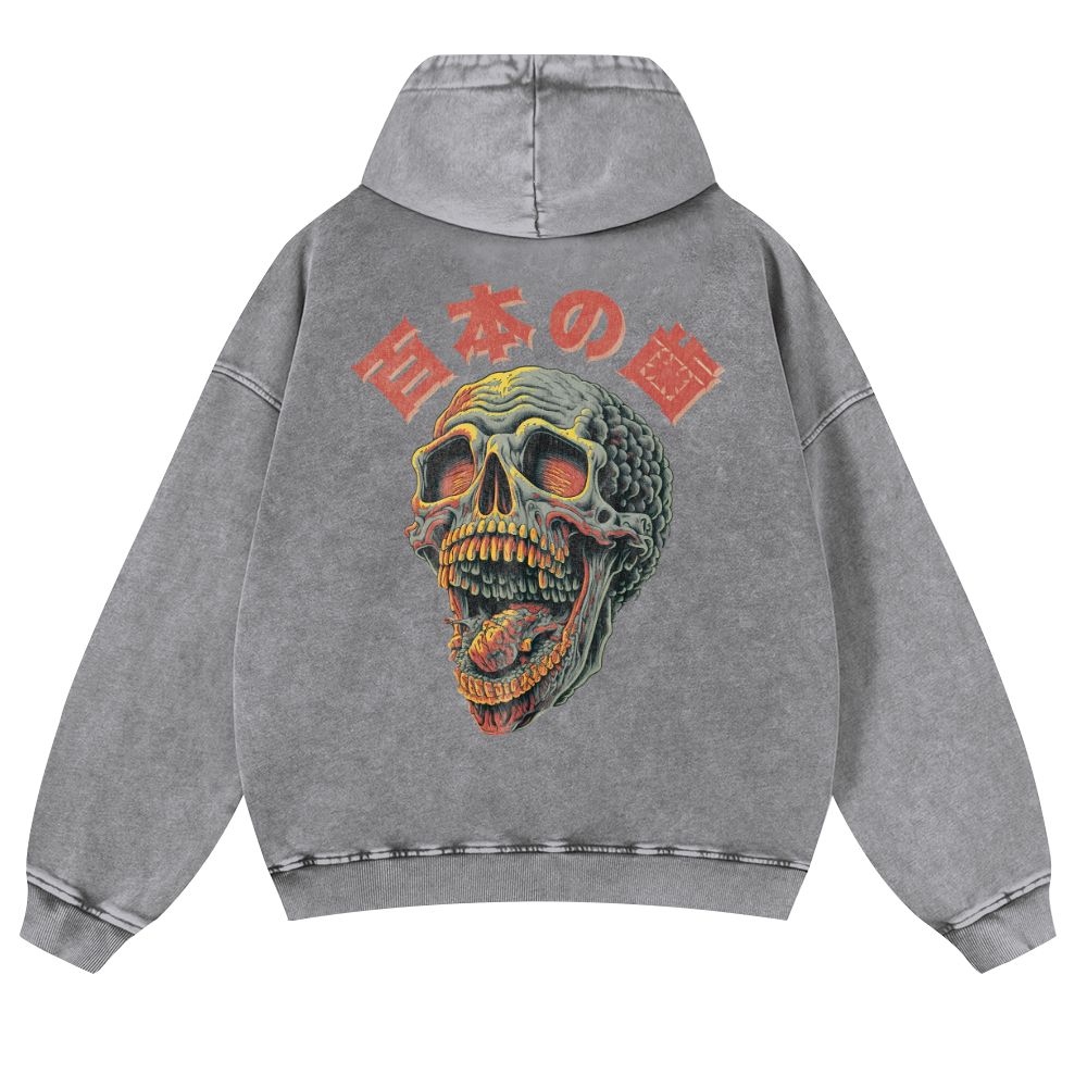 Skull Vintage Washed Cotton Back Art Hoodie