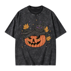 Pumpkin Throne of the Witch Cat Washed T-Shirt