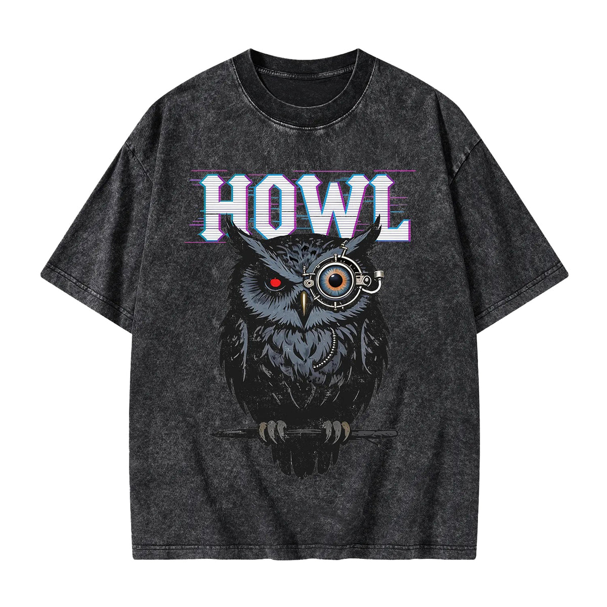 Unisex Howl Owl Printed Washed Tee