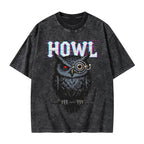 Unisex Howl Owl Printed Washed Tee