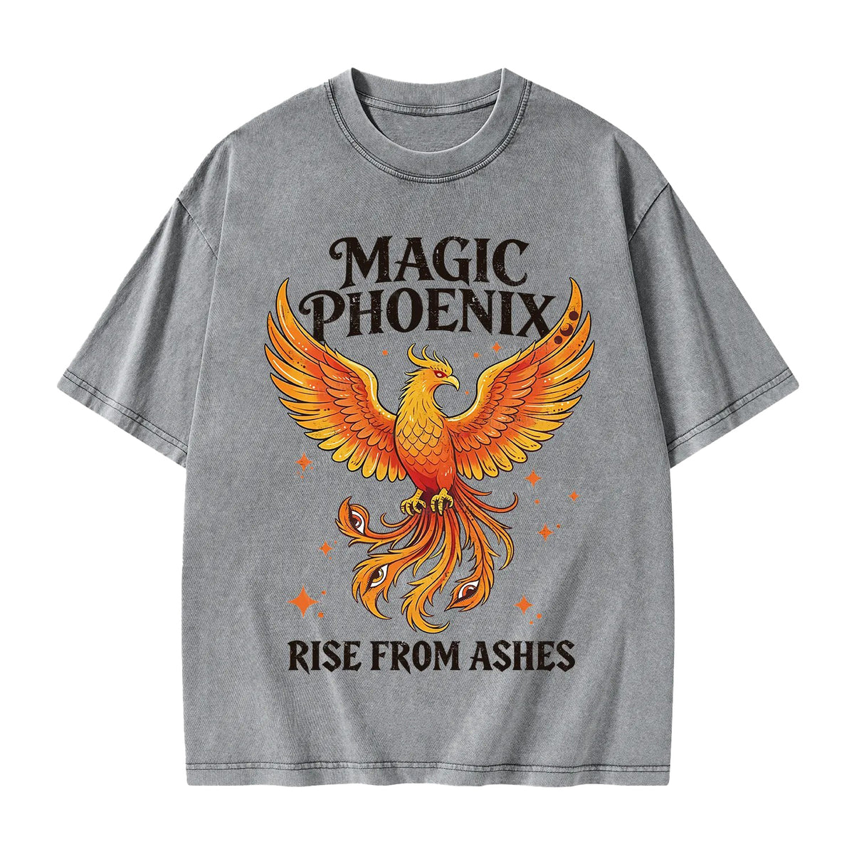Unisex Magic Phoenix Rise From Ashes Printed Washed Tee