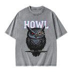 Unisex Howl Owl Printed Washed Tee