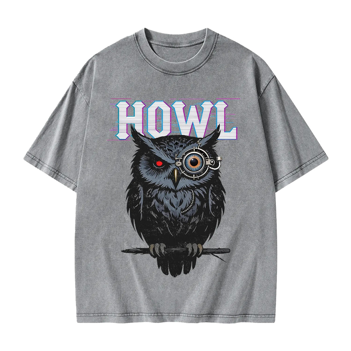 Unisex Howl Owl Printed Washed Tee