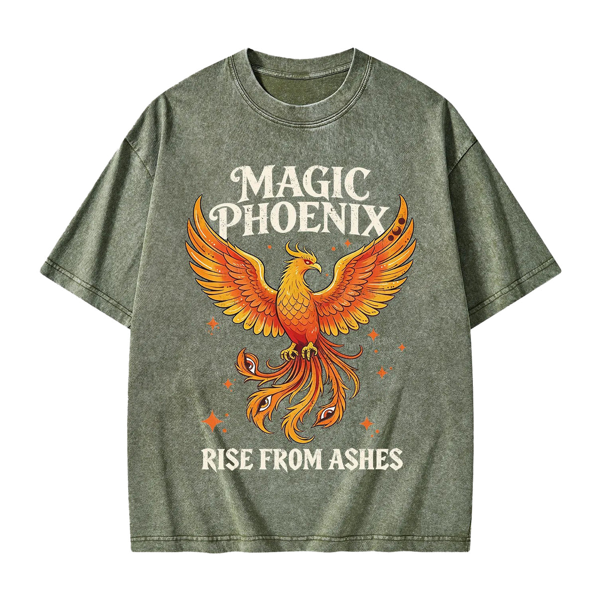 Unisex Magic Phoenix Rise From Ashes Printed Washed Tee
