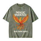 Unisex Magic Phoenix Rise From Ashes Printed Washed Tee