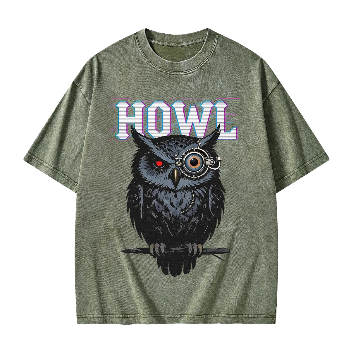 Unisex Howl Owl Printed Washed Tee