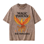 Unisex Magic Phoenix Rise From Ashes Printed Washed Tee