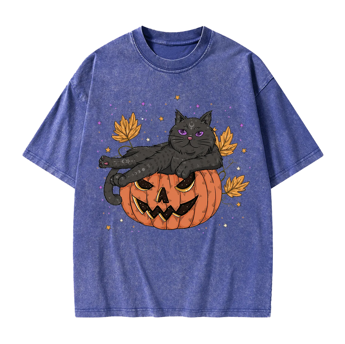Pumpkin Throne of the Witch Cat Washed T-Shirt