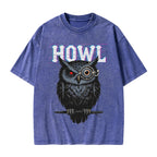 Unisex Howl Owl Printed Washed Tee
