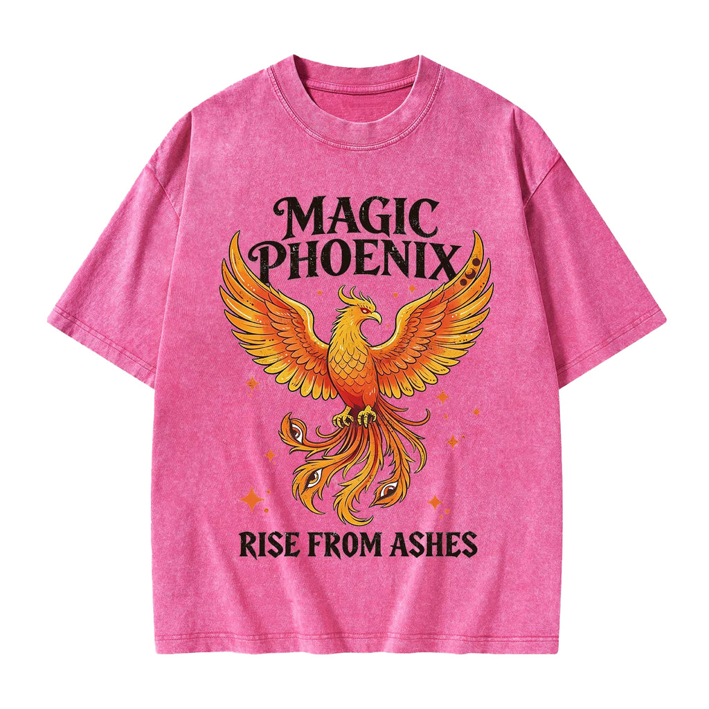 Unisex Magic Phoenix Rise From Ashes Printed Washed Tee