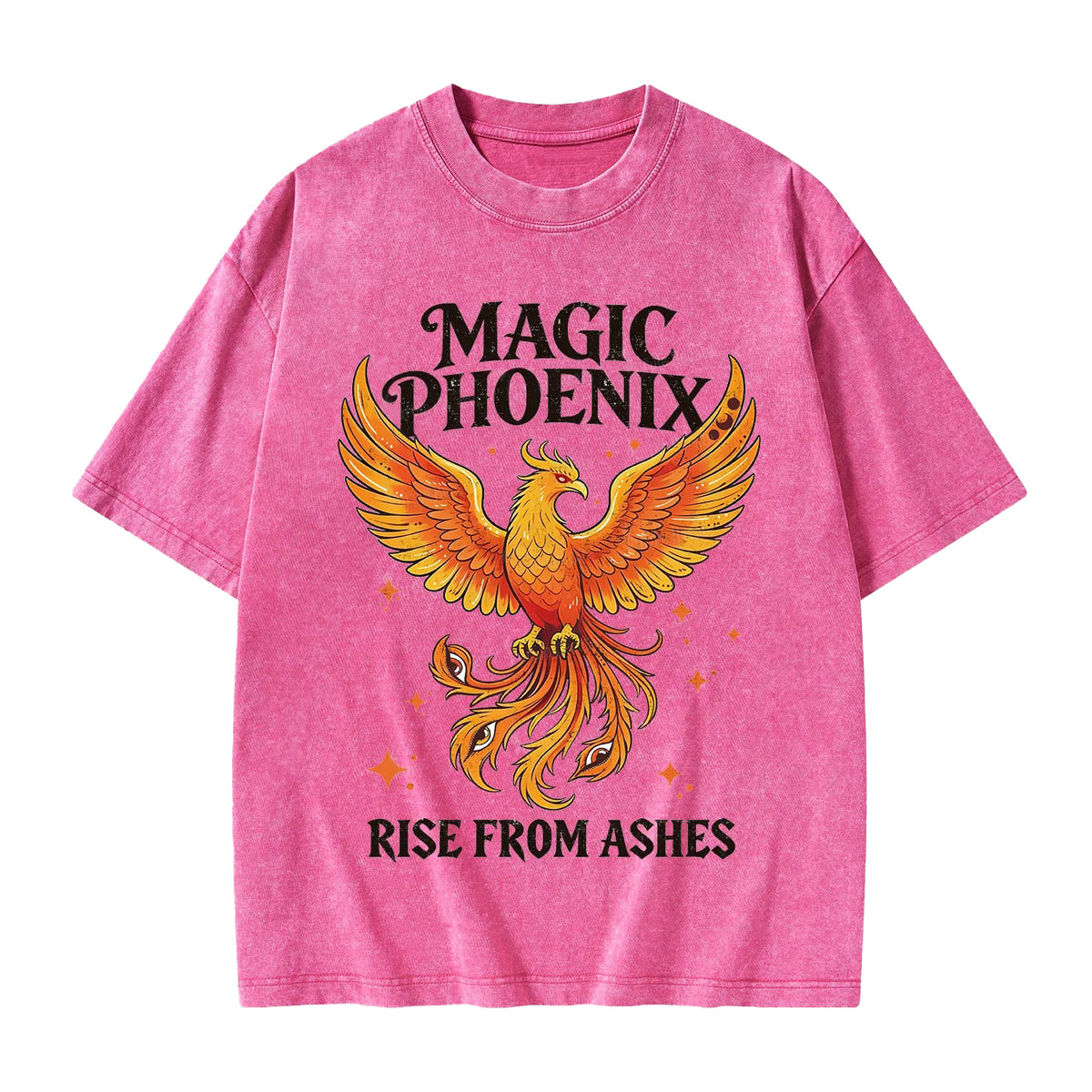 Unisex Magic Phoenix Rise From Ashes Printed Washed Tee