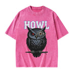 Unisex Howl Owl Printed Washed Tee