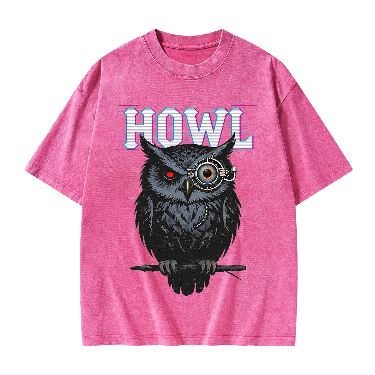 Unisex Howl Owl Printed Washed Tee