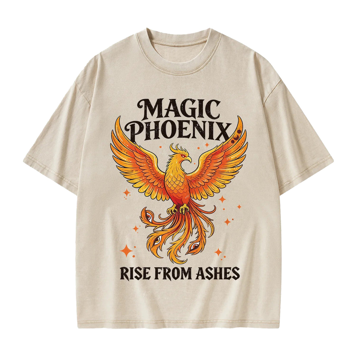 Unisex Magic Phoenix Rise From Ashes Printed Washed Tee