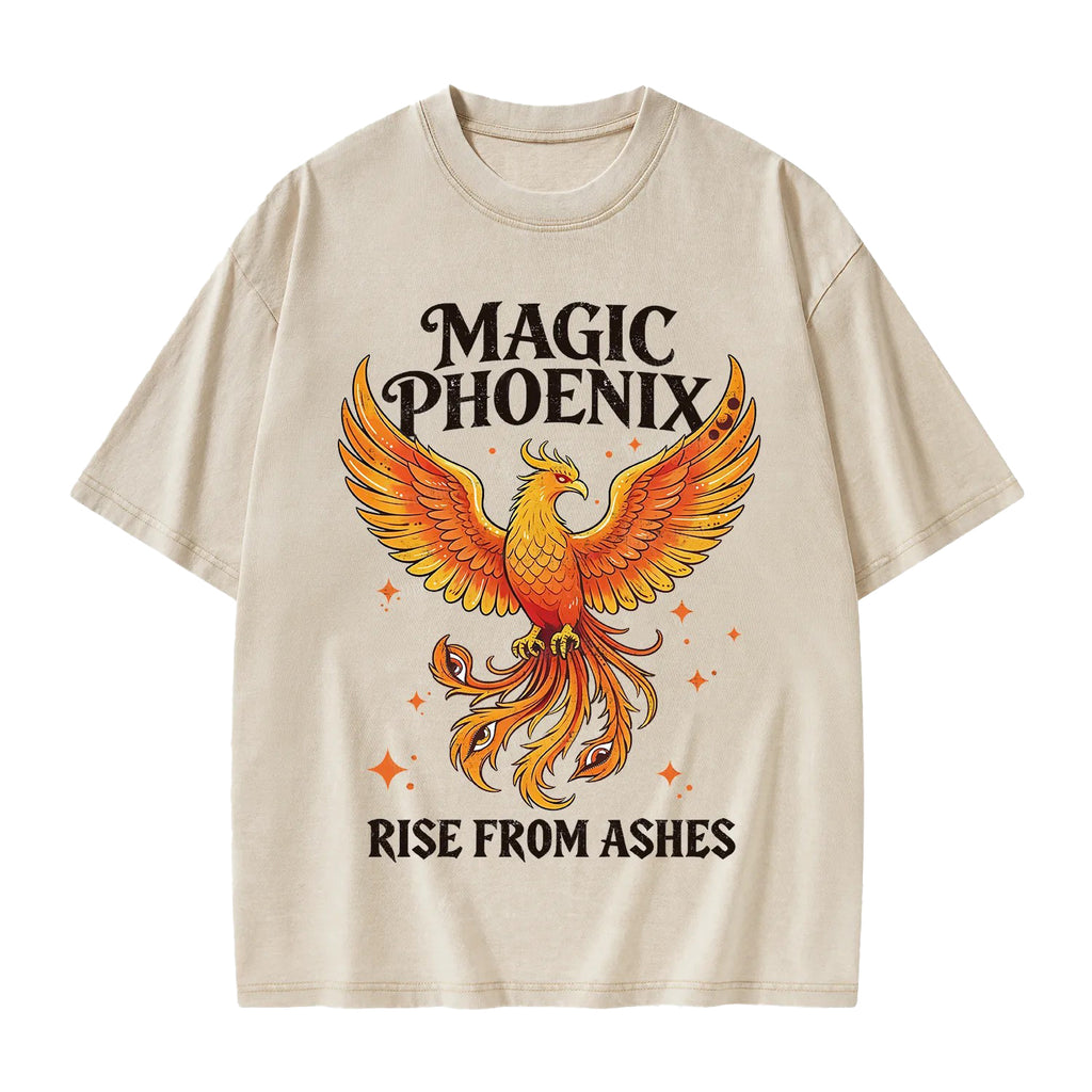 Unisex Magic Phoenix Rise From Ashes Printed Washed Tee
