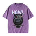 Unisex Howl Owl Printed Washed Tee