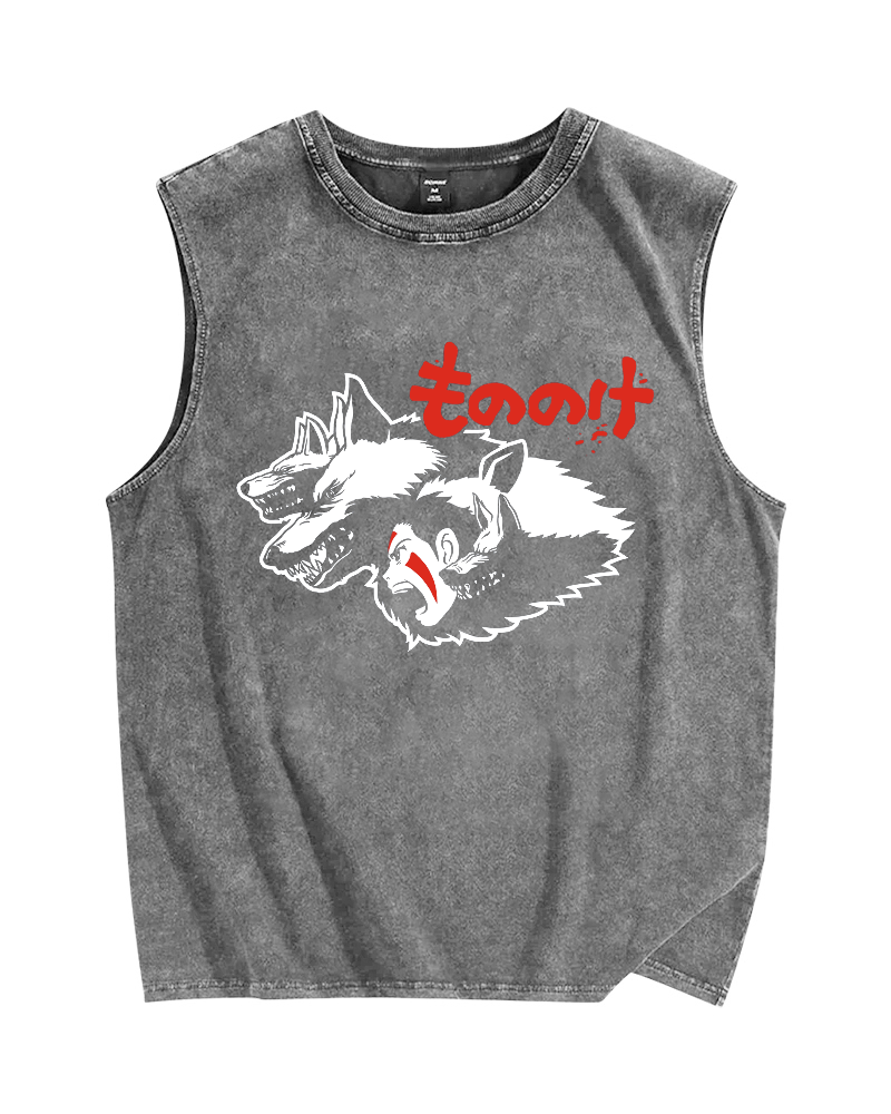 Mononoke Vintage Distressed Washed Tank Top
