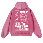 Cat Vintage Washed Cotton Back Art Hoodie