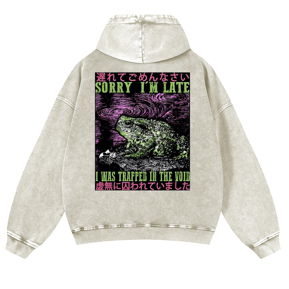 Frog's Void Excuse Vintage Washed Cotton Back Art Hoodie