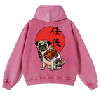 Dog Vintage Washed Cotton Back Art Hoodie