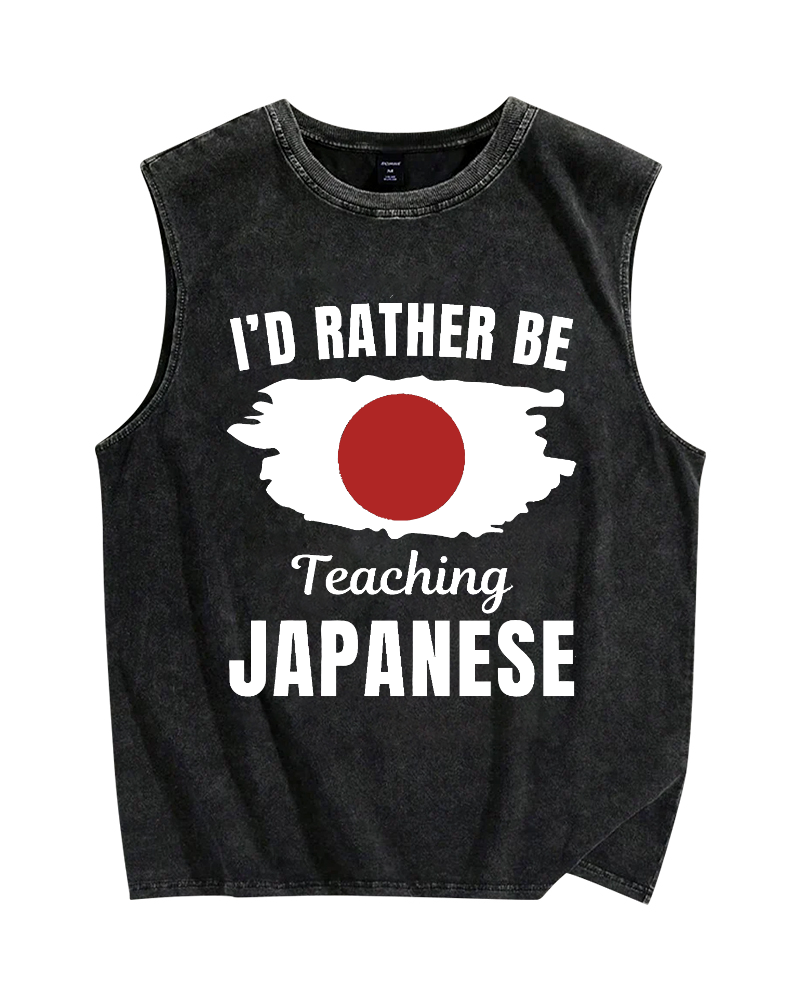 Id Rather Be Japanese Vintage Distressed Washed Tank Top