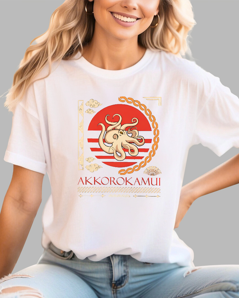 Japanese Octopus Cotton casual T-shirt