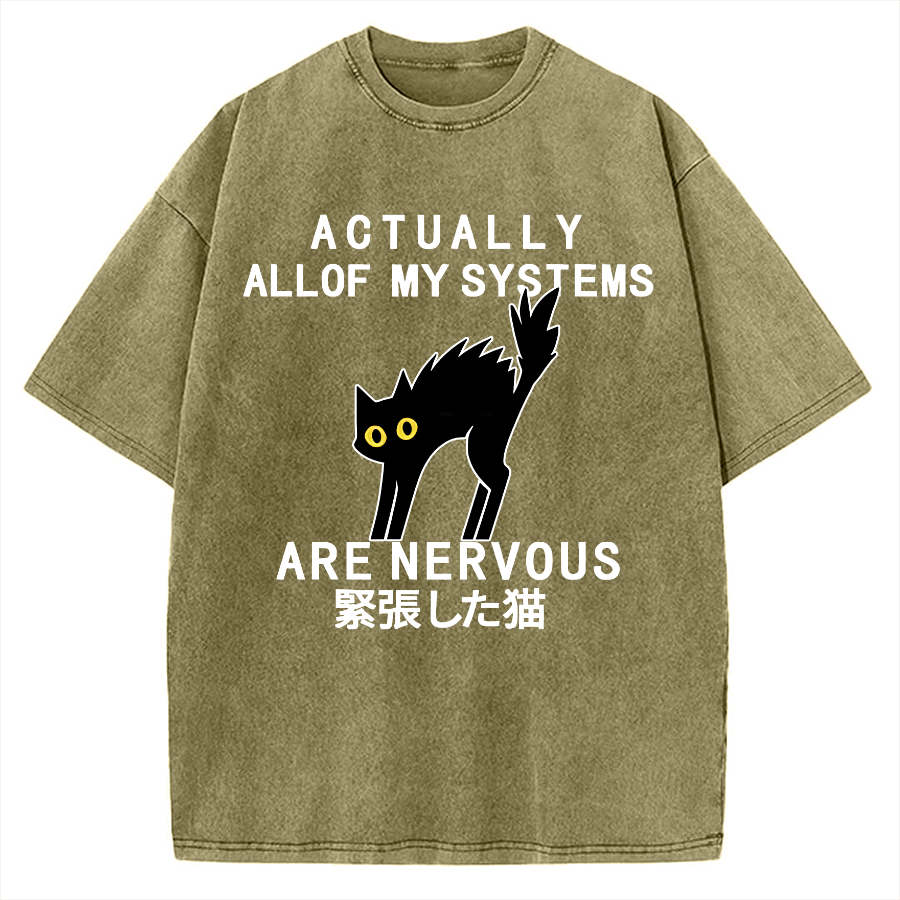 Nervous Cat Vintage Washed T-shirt