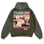 Sushi Vintage Washed Cotton Back Art Hoodie