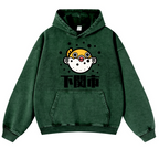 Puffer Fish Vintage Washed Thick Cotton Hoodie