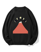 Fuji Mountain Cat Moon Cotton Sweatshirt