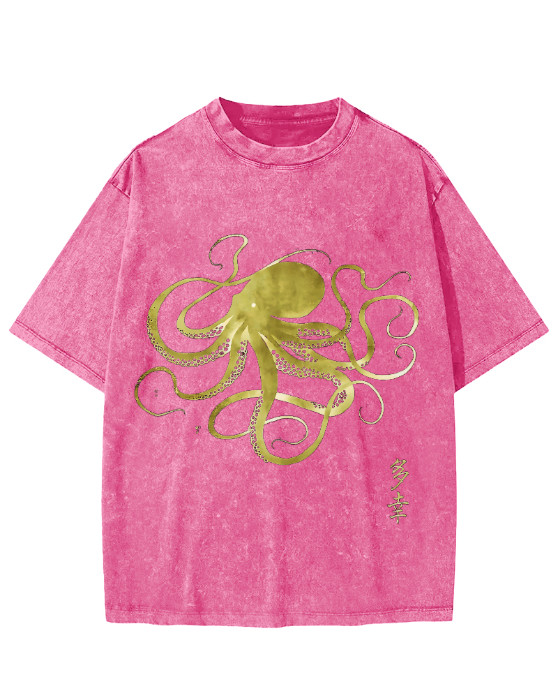 Japanese Octopus Vintage Washed T-shirt
