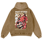 Space Octopus Vintage Washed Cotton Back Art Hoodie